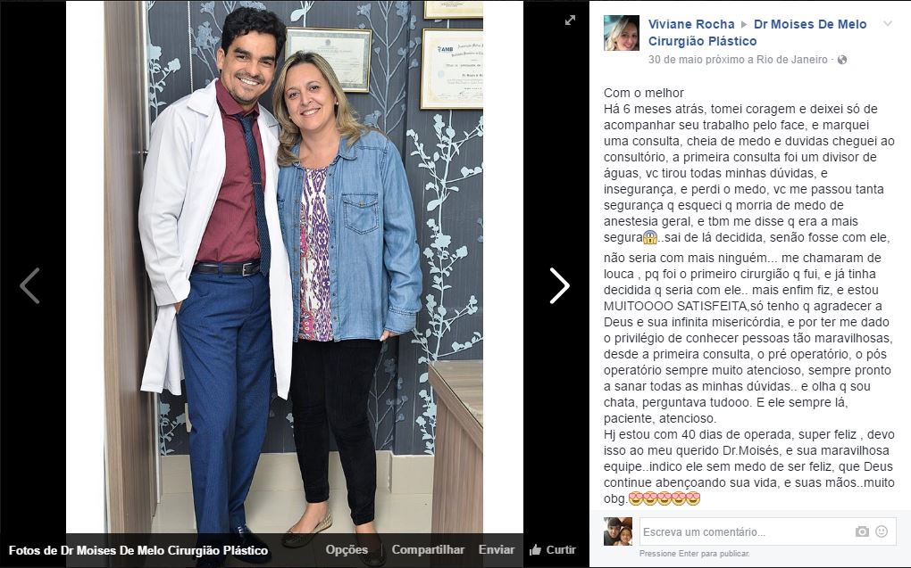 Depoimento sobre cirurgia plástica por Viviane Rocha