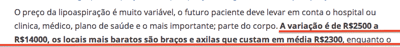 Preço da lipoaspiração